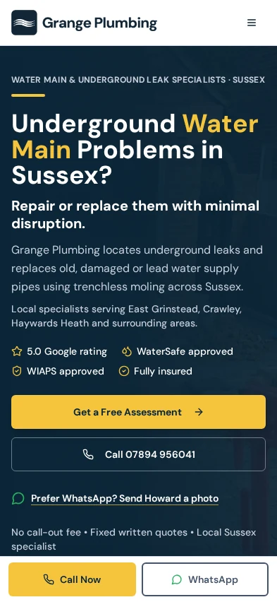 Grange Plumbing mobile website