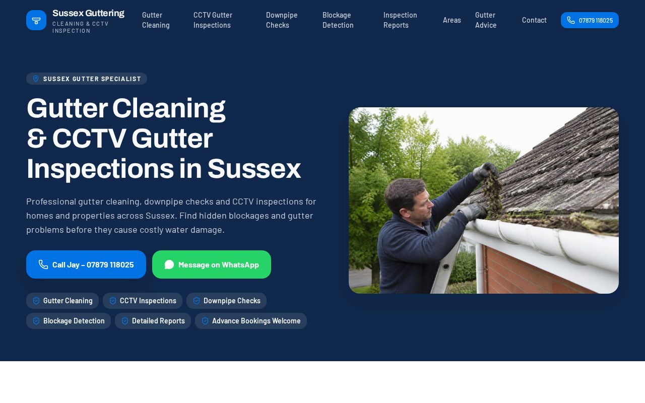 Home page of the Sussex Guttering website, a local guttering services business